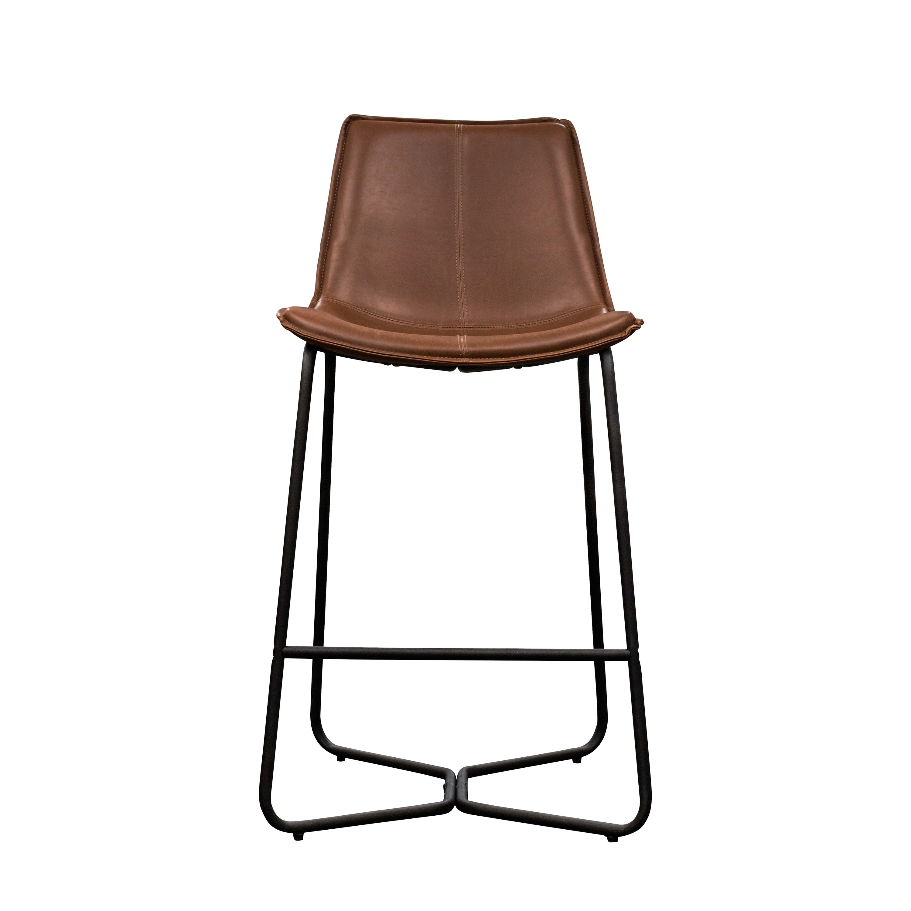Set of 2 Marilyn Tan Brown Leather Style Bar Stools